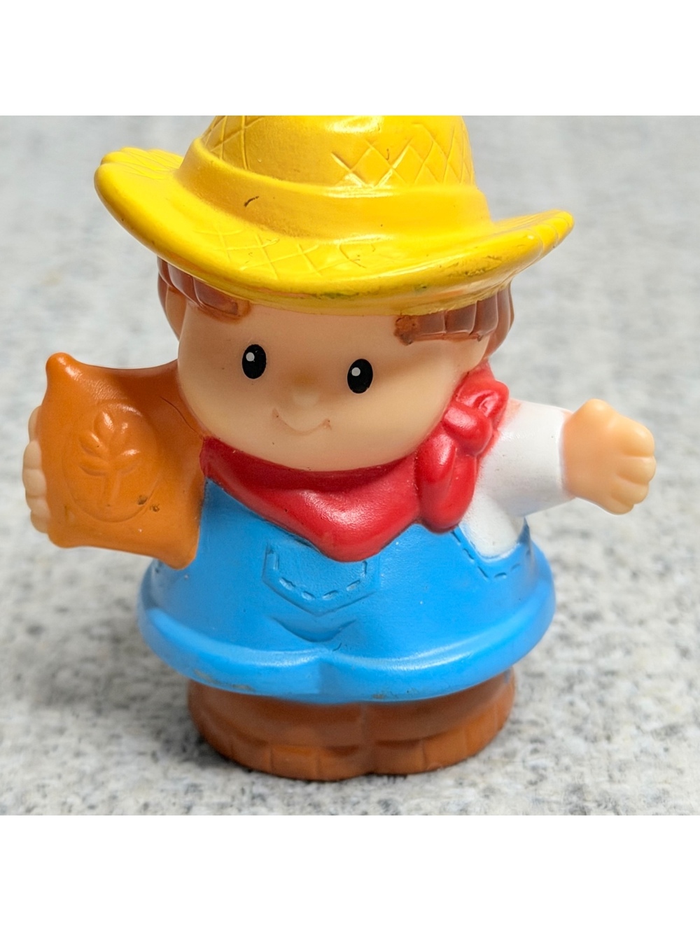 Little People Farmer Boy Cowboy Figure Yellow Hat Blue Overalls 2005 Mattel
